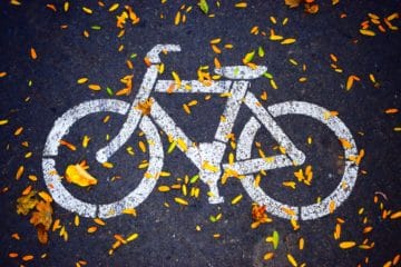 Bicycle outline on pavement