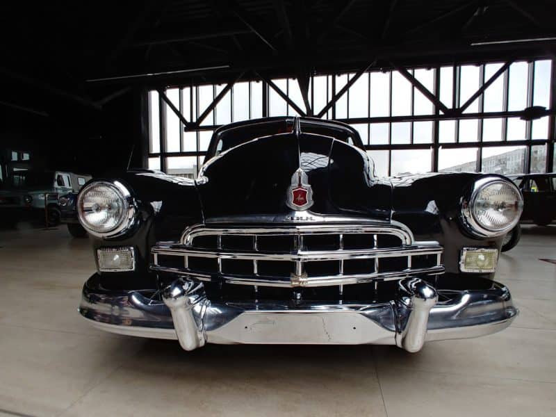 Vintage car parked in garage