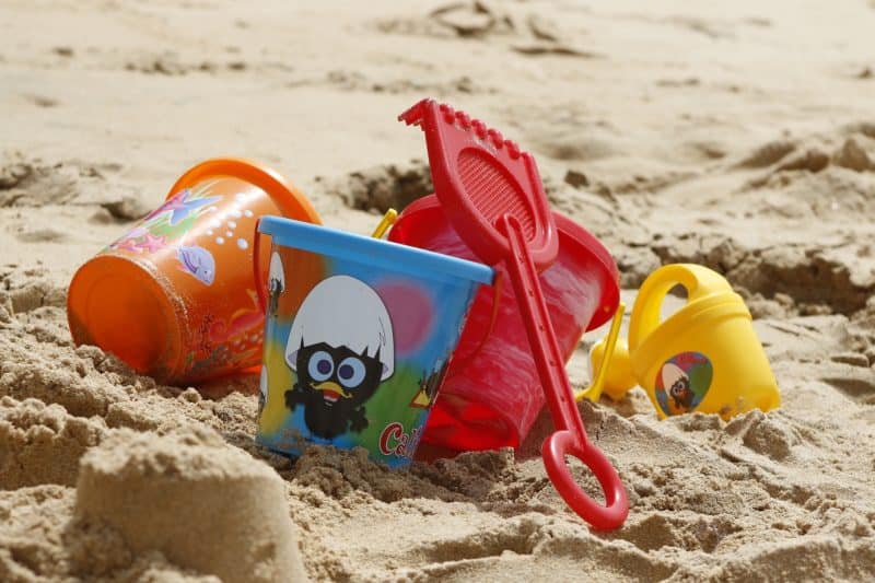 sand toys on a beach