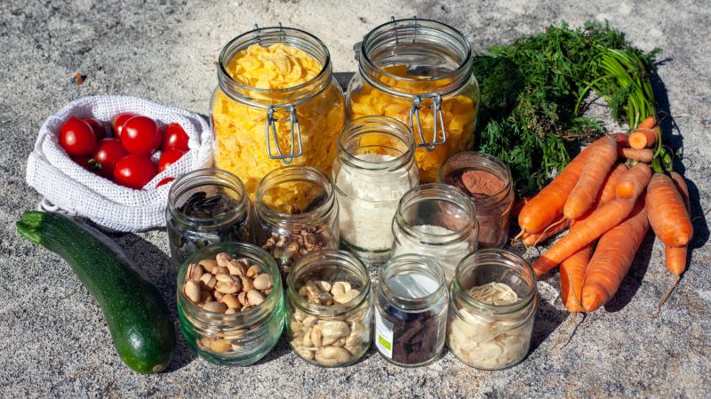 food and glass jars